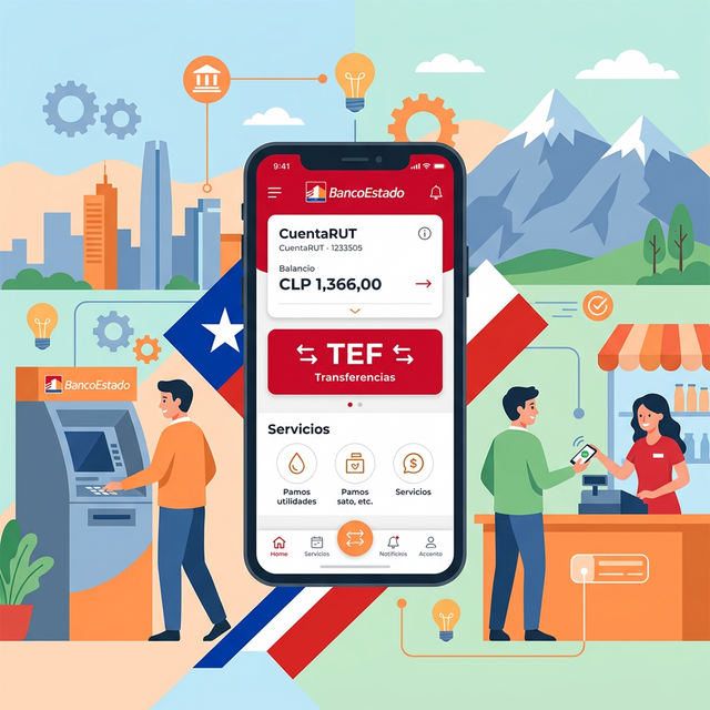 BancoEstado App Chile — banca móvil con CuentaRUT, transferencias TEF y pagos de servicios