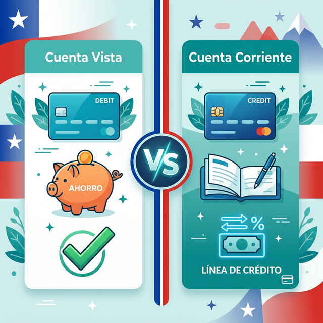 Cuenta Vista vs Cuenta Corriente en Chile — comparación de productos bancarios con pesos chilenos