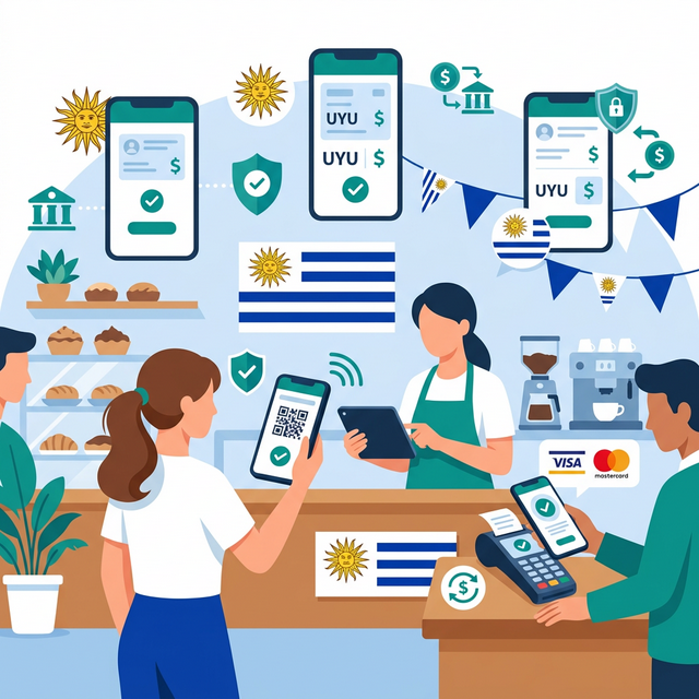 Pagos digitales en Uruguay — billeteras y apps de pago con pesos uruguayos y smartphone