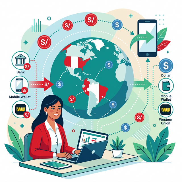 Transferencias internacionales en Perú — conexiones financieras globales con soles peruanos y dólares